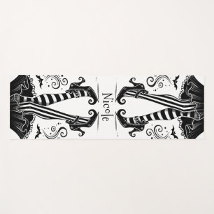 Tapis De Yoga Jambes de Sorcière Noir & Blanc Fantaisie Hallowee