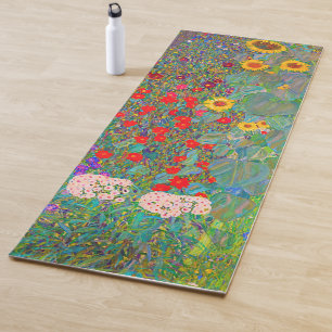 Tapis De Yoga Jardin agricole de Gustav Klimt avec tournesols
