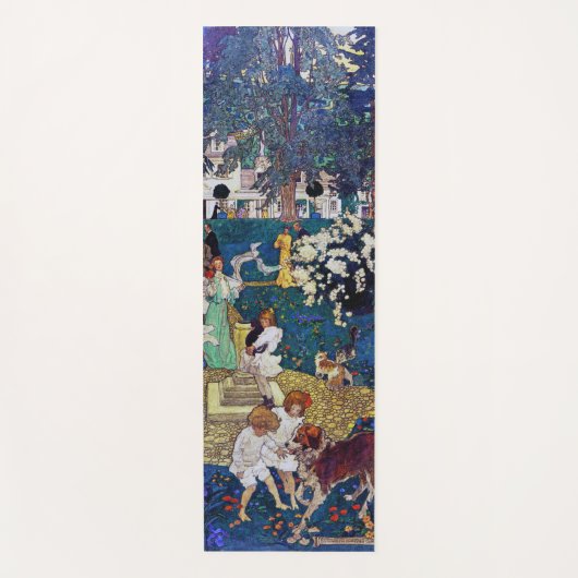 Tapis De Yoga Jardin avec chien et chat, Jessie Willcox Smith (Devant)