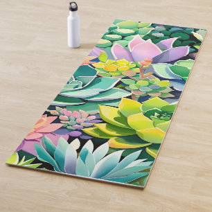 Tapis De Yoga Jardin botanique de succulentes colorées d'été