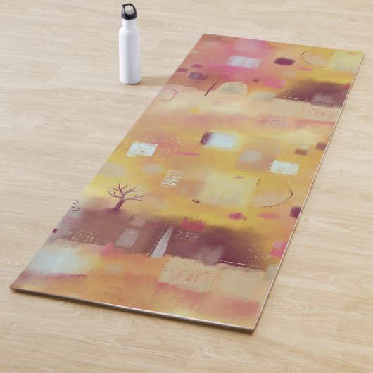 Tapis De Yoga Jaune Abstrait moderne (En situation)