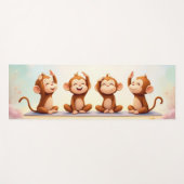 Tapis De Yoga Jeu de Yoga Trio de Singes Tranquille (Devant (Horizontal))