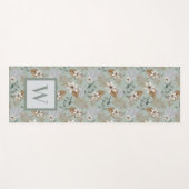 Tapis De Yoga Joli blanc Lily Floral Monogramme botanique (Devant (Horizontal))