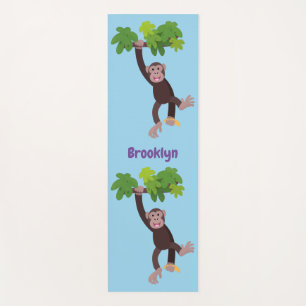 Tapis De Yoga Joli chimpanzé dans la jungle suspendu dessin anim