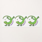 Tapis De Yoga Joli gecko vert salutations avec dessin animé (Dos (Horizontal))