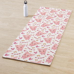 Tapis De Yoga Joli Motif De Cochon Avec Coeurs