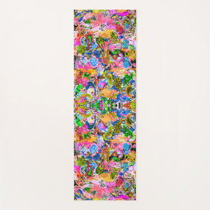Tapis De Yoga Joli papier de fleurs mélangé cachemire abstrait c