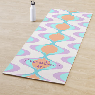 Tapis De Yoga Joli Pastel Violet Orange Aqua Blue Ogee Waves