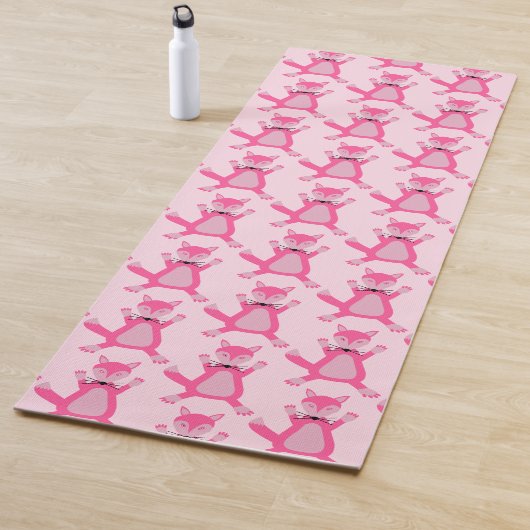 Tapis De Yoga Joli rose bébé fille Fox Patterned (En situation)