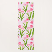 Tapis De Yoga Joli Tulipe rose Fleurs Florales Feuille Monogramm (Dos)