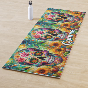 Tapis De Yoga Jour du crâne de sucre de la florale morte Personn