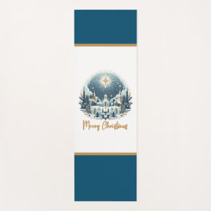 Tapis De Yoga Joyeux Noël bleu et or