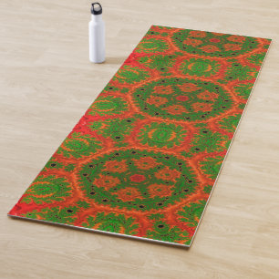 Tapis De Yoga Kaleidoscope orange et vert Yoga Mat