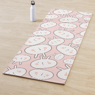 Tapis De Yoga Kawaii Cute Big Bunny Rabbits Motif