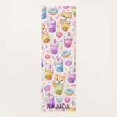 Tapis De Yoga Kawaii Shiba Inu Boba Bubble Tea Pattern (Dos)