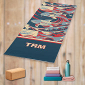 Tapis De Yoga Koi Fish with Red Blue Great Wave Monogram