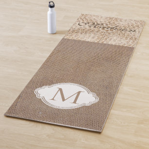Tapis De Yoga Lace Burlap Moderne Rustique Tendance Monogramme
