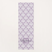 Tapis De Yoga Lacy White Damask sur Lavender Monogramme (Devant)