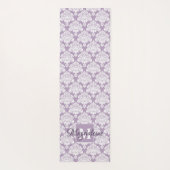 Tapis De Yoga Lacy White Damask sur Lavender Monogramme (Dos)