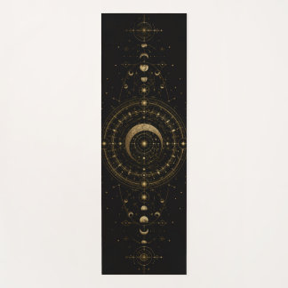 Tapis De Yoga L'Alignement Lunaire – Géométrie Sacrée Céleste Or