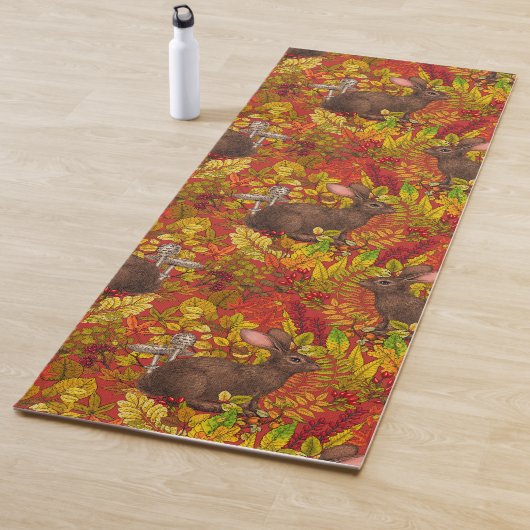 Tapis De Yoga Lapin d'automne en rouge (En situation)