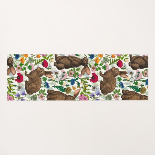 Tapis De Yoga Lapins et fleur sauvage (Dos (Horizontal))