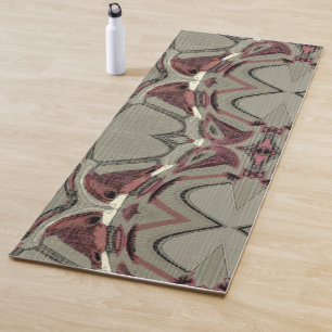 Tapis De Yoga L'art Abstrait gris et rouge