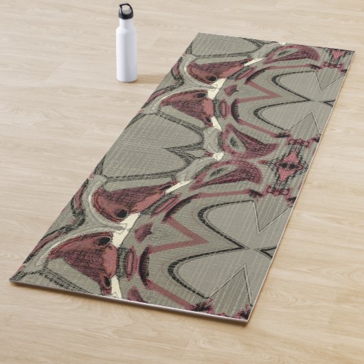 Tapis De Yoga L'art Abstrait gris et rouge (En situation)