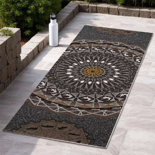 Tapis De Yoga L'art du kaki crocodylus porosus mandala