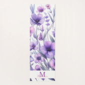 Tapis De Yoga Lavande Purple Aquarelle Florale Nom Monogramme (Dos)