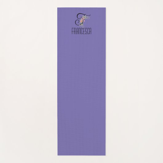 Tapis De Yoga Lave de fleur d'aquarelle initiale monogramme (Devant)
