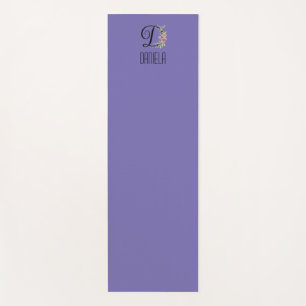 Tapis De Yoga Lave de fleur d'aquarelle initiale monogramme
