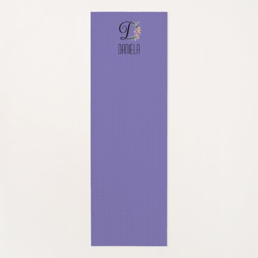 Tapis De Yoga Lave de fleur d'aquarelle initiale monogramme (Devant)