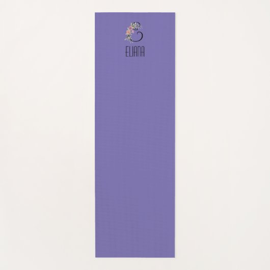 Tapis De Yoga Lave de fleur d'aquarelle initiale monogramme (Devant)