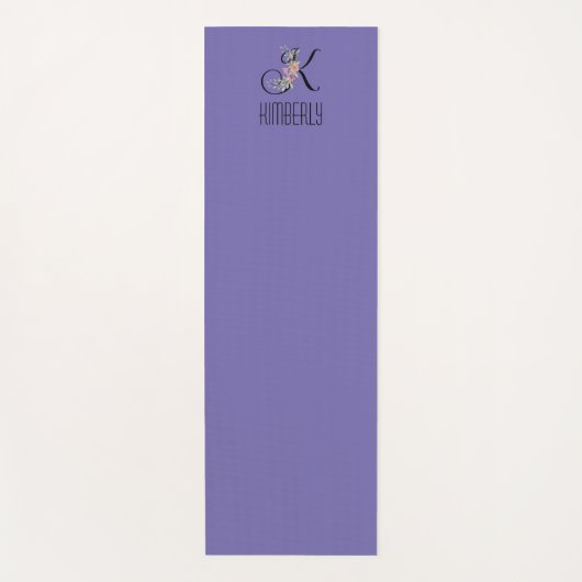Tapis De Yoga Lave de fleur d'aquarelle initiale monogramme (Devant)