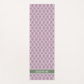Tapis De Yoga Lavender And Muted Green Trellis Pattern With Name (Devant)