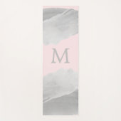 Tapis De Yoga Laver monogramme de l'aquarelle rose et gris (Devant)