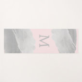 Tapis De Yoga Laver monogramme de l'aquarelle rose et gris (Devant (Horizontal))