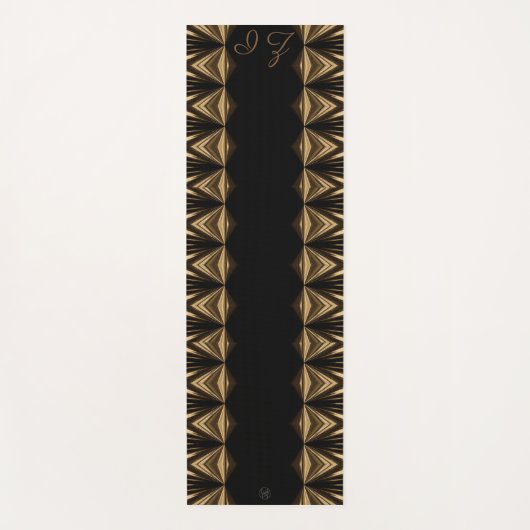 Tapis De Yoga LavishiSur Monogramme Black Gold Piped Edging (Devant)