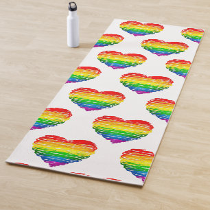 Tapis De Yoga Le cœur arc-en-ciel de SlipperyJoe griffonné tourb