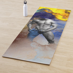 Tapis De Yoga le physique d'homme musclé en nuances de gris de S