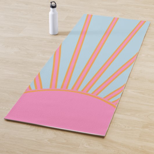 Tapis De Yoga Le Soleil 02 Retro Soleil Rose Et Bleu Soleil (En situation)