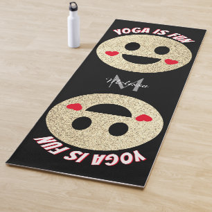 Tapis De Yoga Le visage sourire pétille coeur Yoga est amusant M