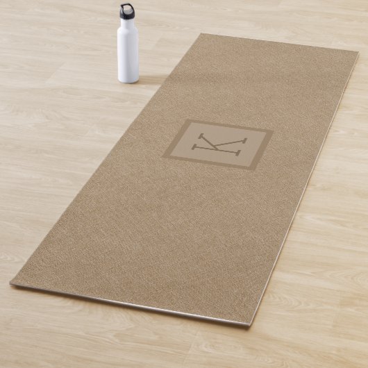 Tapis De Yoga Léger brun faux lin texture arrière - plan (En situation)