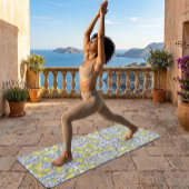 Tapis De Yoga Lemon Citrus Blue Mediterranean Tile Pattern