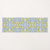 Tapis De Yoga Lemon Citrus Blue Mediterranean Tile Pattern (Devant (Horizontal))