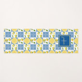 Tapis De Yoga Lemon Monogram Name French Country Tile Pattern (Devant (Horizontal))