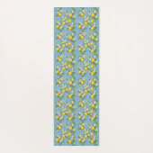 Tapis De Yoga Lemon Watercolor Blue Mediterranean Tile Pattern (Dos)