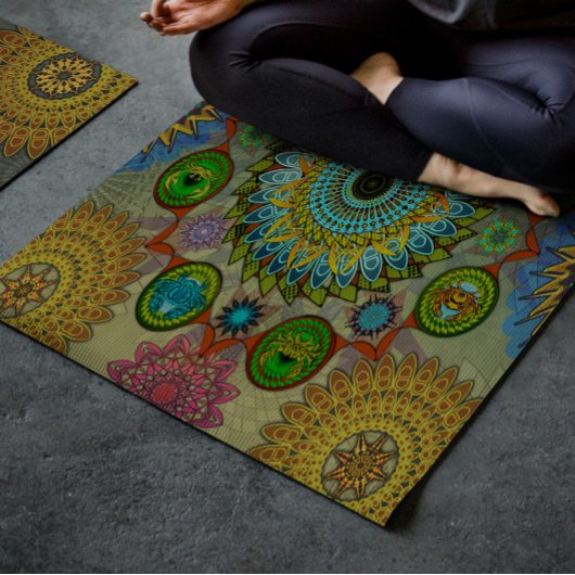 Tapis De Yoga Les lois de la Brachyura symbolique art mandala