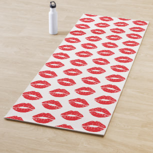 Tapis De Yoga Lèvres Rouges, Rouge À Lèvres, Baiser, Motif Des L